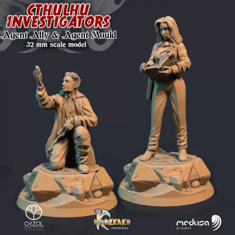 Agent Mould & Agent Ally - Cthulhu Investigators by Sculptorium of Madness