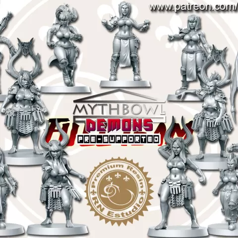 Demons Team 16 miniatures Fantasy Football 32mm PRE-SUPPORTED by RN Estudio