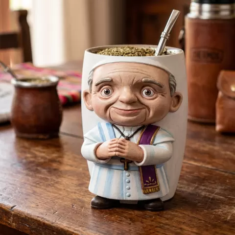 Mate Papa Francisco - Diseño Chibi para Impresión 3D (STL)para pintado a mano o bambu studio para polimero escalonado