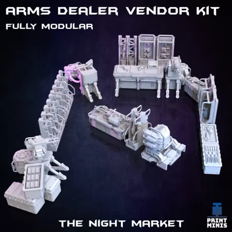 The Arms Dealer Store - Terrain Kit - Night Market Collection by Print Minis