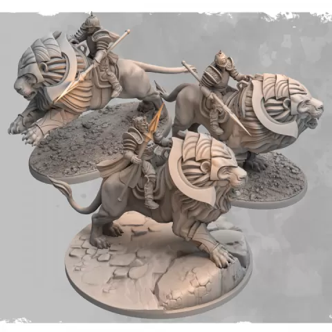 King Aethor and Honour Guard - Lion Riders, The Beastrider Wars by The Shattered Crown