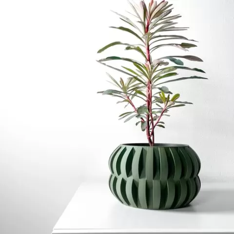 The Povan Planter Pot with Drainage | Tray & Stand Included | Modern and Unique Home Decor for Plants and Succulents | STL File