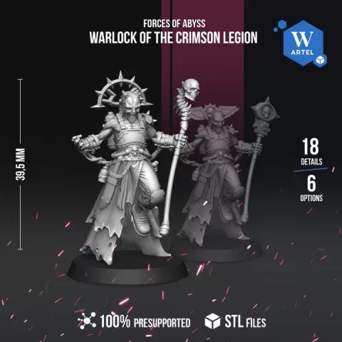 Warlock of the Crimson Legion - Artel W by Artel W STL Miniatures