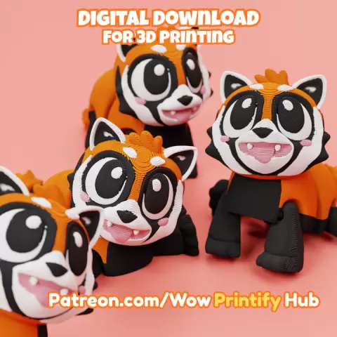 Articulated Red Panda STL & 3MF – Flexi Print in place animal (Fidget Toy) by WowPrintifyHub