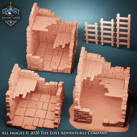 Ruined Towers With Planks & Ladders (Set of 3) by The Lost Adventures Co.