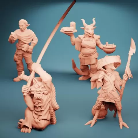 Heartwood Tradefolk: Storytelling Poses (Set of 4) by The Lost Adventures Co.