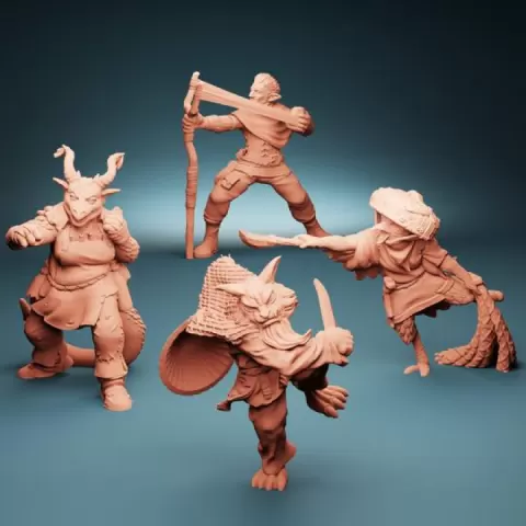 Heartwood Tradefolk: Adventuring Poses (Set of 4) by The Lost Adventures Co.