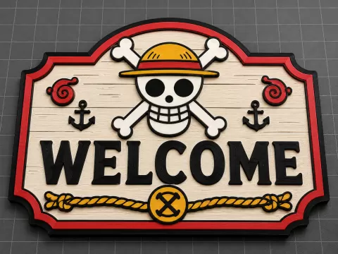 One piece welcome sign