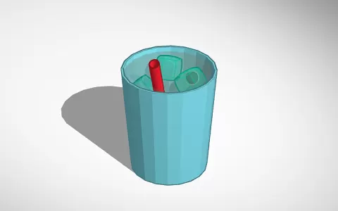 Dark cola (Soda), with ice, in a light blue cup.