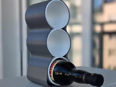 V2 Modern Wine Rack - 3 Bottle Version