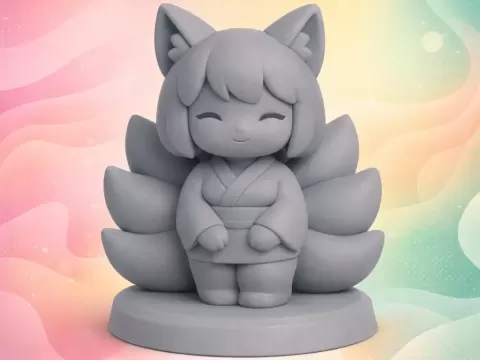 Kitsune Chibi Miniature | RPG Tabletop Fox Spirit
