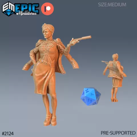 Gangster Lady Charlotte Posing ‧ DnD Miniature ‧ Tabletop Miniatures ‧ Gaming Monster ‧ 3D Model ‧ RPG ‧ DnDminis ‧ STL FILE
