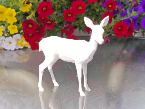 Geometric Low Poly Roe Deer Figurine
