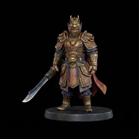 Oriental Dragon General: High-Detail Heavy Armored Hero (3D Print Ready/Fantasy Miniature) by Ronald