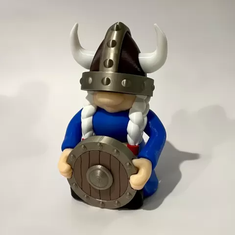 Viking Gnome STL Girl | Build a Gnome Viking Add On | 3D Print Horned Helmet Shield | Norse Fantasy