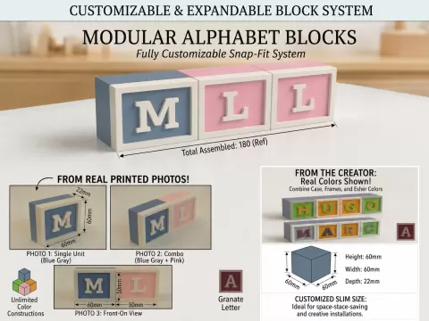 Modular Alphabet Blocks SLIM Edition (60x60x22mm)