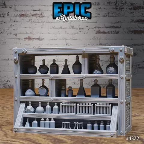 Alchemy Shop Cabinet / Merchant Town Environment / City Dungeon Items / Tavern Equipment / Medieval Building Decoration / Village Item / Pub Dungeon Area Encounter by Epic-Miniatures