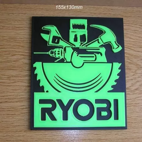 Ryobi Drills premium quality tools, sign, signboard, logo, sign, 3d printing, drill, battery, hammer, saw, screwdriver