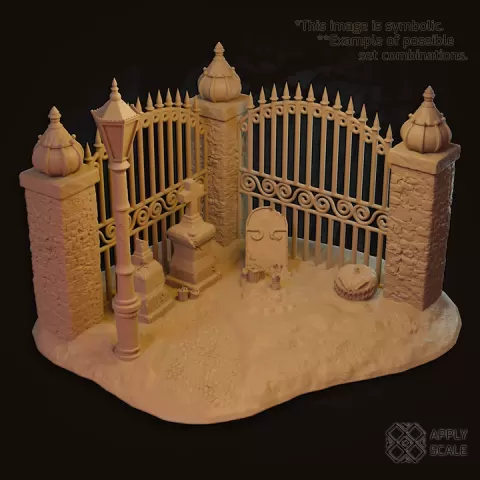 Halloween graveyard basing bits and miniatures by Apply Scale