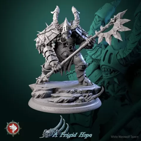 Azrimor, The Frostreaver 75mm heroic miniature pre-supported by White Werewolf Tavern