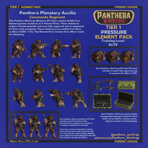 TIER 1 Split-Core PPA Cdo Regiment Pressure Element Pack PWEBSC010426 by Panthera WarForge