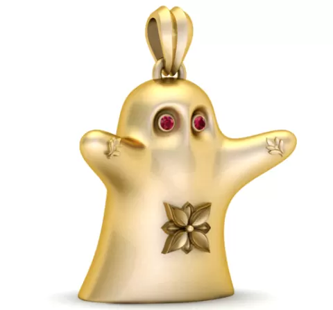 Mini Ghost Pendant with Ruby Eyes