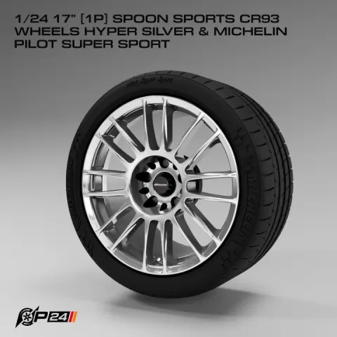 1/24 17" [1P] Spoon Sports CR93 Wheels Hyper Silver & Michelin Pilot Super Sport by Phong Nguyen