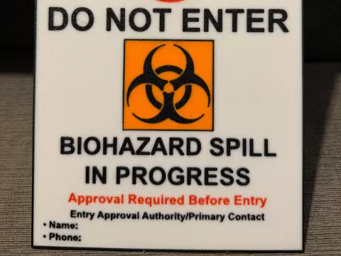 Biohazard spill sign for spill kit