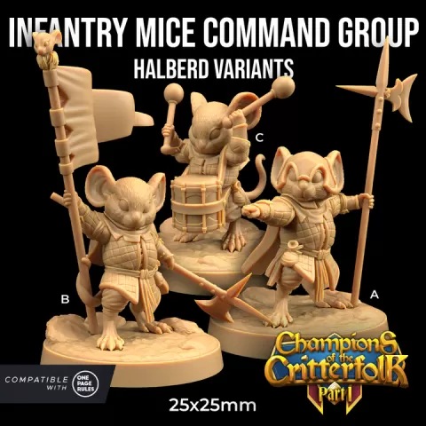 Infantry Mice Command Group | PRESUPPORTED | Champions of The Critterfolk Pt. 1 by The Dragon Trappers Lodge