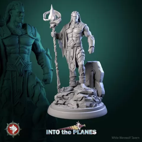 Rag the Earth Genasy 32mm and 75mm heroic miniature pre-supported + dnd 5e stats block by White Werewolf Tavern