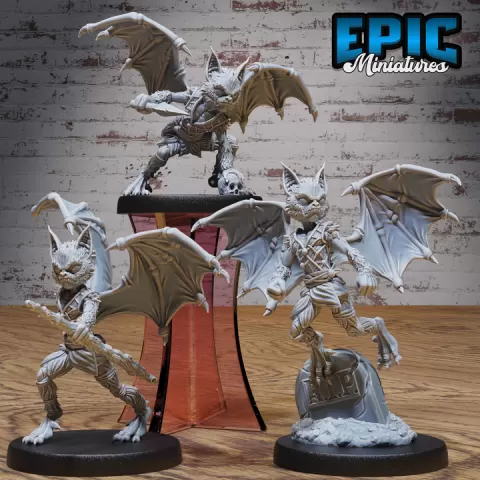 Bat Folk Warrior Set / Vampire Folk / Undead Blood Drinker / Dracula Creature / Zombie Beast / Tortured Soul / Evil Spirit / Walking Dead / Graveyard Encounter by Epic-Miniatures