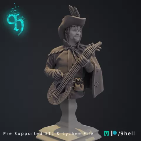 Human Male Bard Bust by 9hell