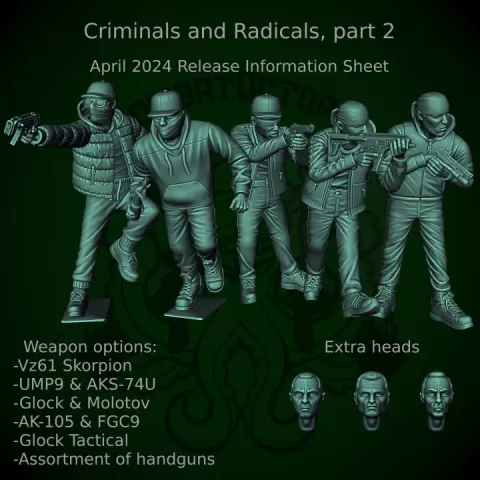 Patreon pack 32 - April - Criminals and Radicals p2 by CombatOctopus Miniatures