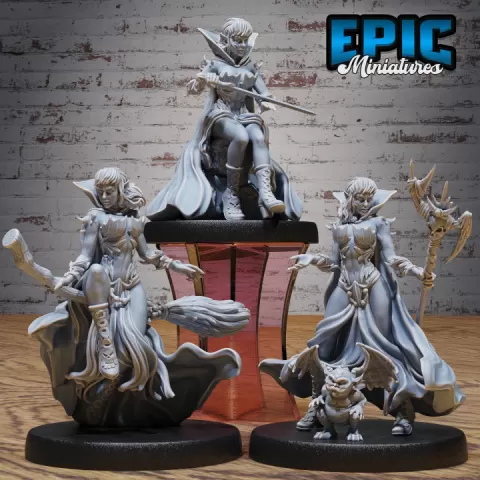 Elf Warlock Female Set / Ancient Elven Fighter / Elvish Warrior / Nature Guard / Mysterious Woodland Spirit / Forest Army by Epic-Miniatures
