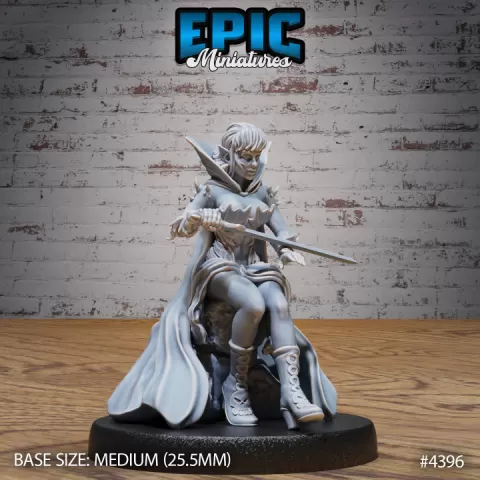 Elf Warlock Female Sitting / Ancient Elven Fighter / Elvish Warrior / Nature Guard / Mysterious Woodland Spirit / Forest Army by Epic-Miniatures