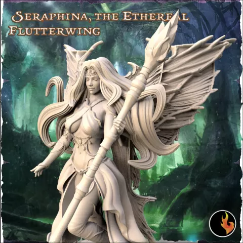 Fairy Angelic Sorceress Seraphina - Fairy Angelic Sorceress Butterfly Enchantress - 75mm by Ravi Sampath