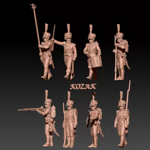 Napoleonic french grenadiers in shako set 1 by Kozak miniatures