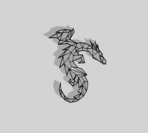 Geometric Dragon Decoration - 2D Art