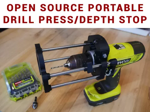 Portable drill press/depth stop attachment for hand drill - Open source