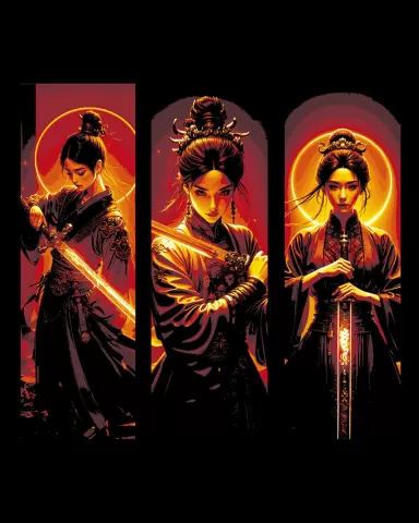 The fiery blade and the deadly wielder - Lady in Red - Set of Bookmarks