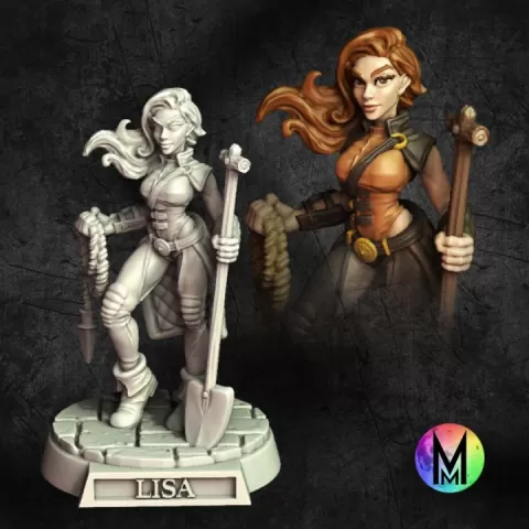 Female Fighter / Brawler - Lisa the Human Female Fighter or Brawler (Female fighter with improvised weapons) by Moonlight Minis- Christine Van Patten