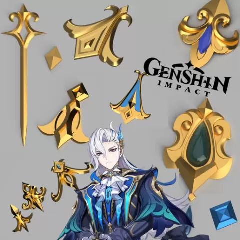 Neuvillette Genshin Impact FULL cosplay set (hair, coat, jewelery, and more)