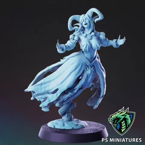 Cursed Elf Banshee - Pose 1 + Pinups by PSMiniatures