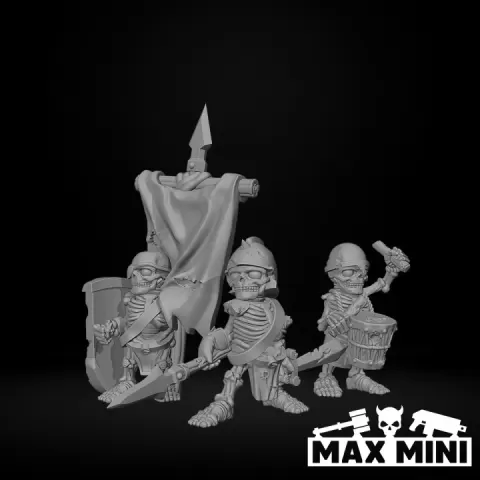 Halfling Undead Skeleton Spears Command by Max Mini