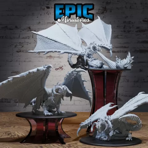 Calamity Dragon Set / Legendary Drake / Winged Mountain Encounter / Horned Magical Beast / Evil Dragonborn / Draconic Army by Epic-Miniatures