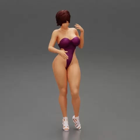 Young sexy Girl Wearing a sexy Monokini by 3DGeschaft Miniatures Figures
