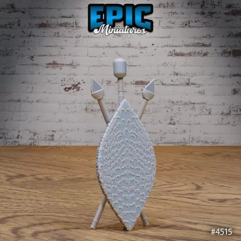 Shields on stand v2 / Safari Environment / African Theme Equipment / Tribal Items / Jungle Utopia Item / Southern Decoration Encounter by Epic-Miniatures
