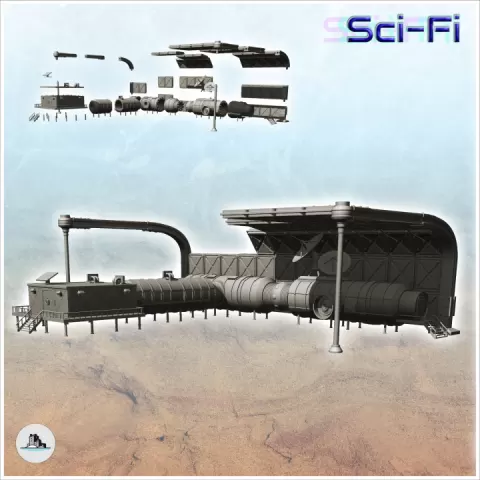 Large space base with multiple modules and large protective metal barriers (27) - Future Sci-Fi SF Post apocalyptic Tabletop Scifi by Hartolia Miniatures