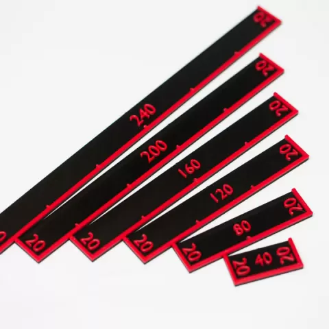 Wargaming Measuring Tool STLs - Metric, for ADLG etc - 40mm, 80mm, 120mm, 160mm, 200mm, 240mm by Jim