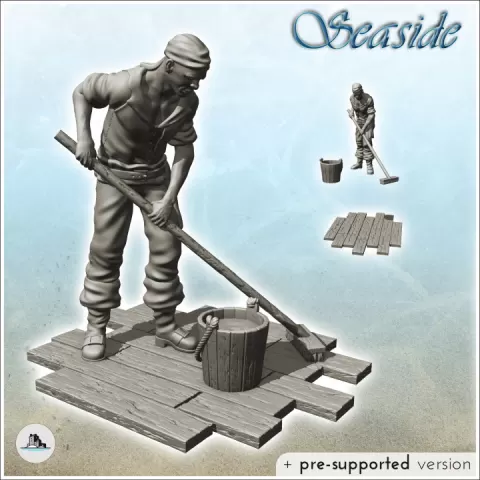 Pirate sailor with turban brushing the ground (9) - Jungle Blackbeard Island Beach Piracy Caribbean Medieval by Hartolia Miniatures